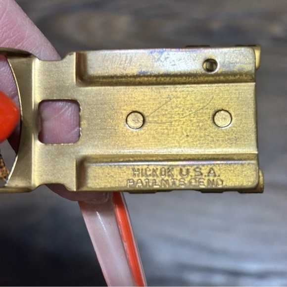 Hickok vintage  SOFT LEATHER BELT SOLID STAMPED BRASS BF INITIAL BUCKLE unisex